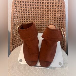 Brick Colored Buckled Mules